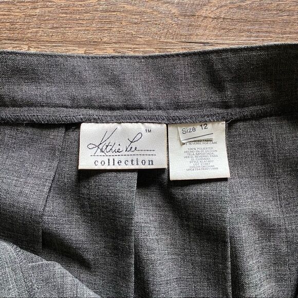 Kathie Lee Pleated Skirt Gray Knee Length 12 Preppy Minimalist - Picture 3 of 9